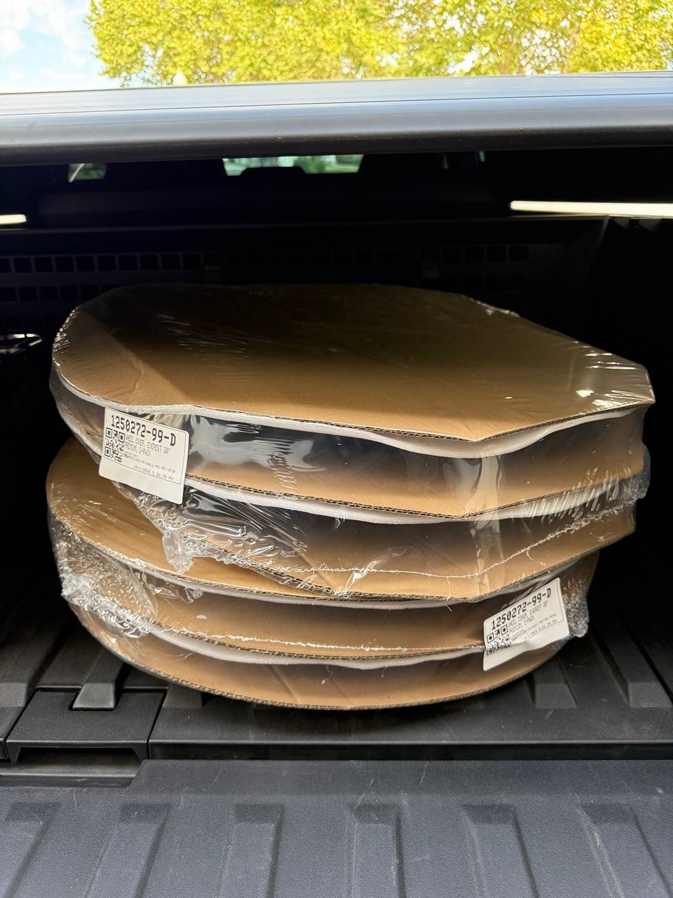 Tesla Cybertruck Cyber Wheel Covers pick-up delivery emails going out to owners now IMG_3004