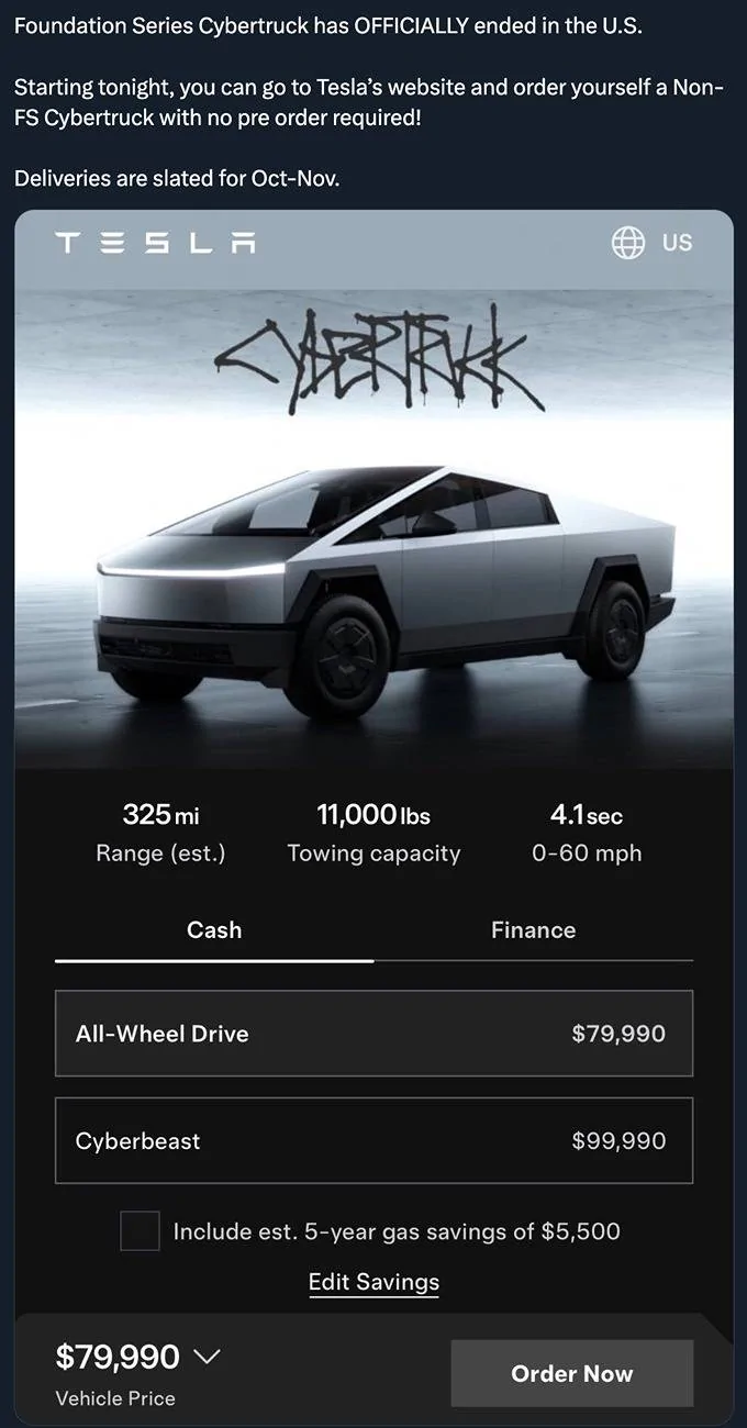 Tesla Cybertruck 🛑 Foundation Series Cybertruck OFFICIALLY ENDS in the U.S. foundation series end in us