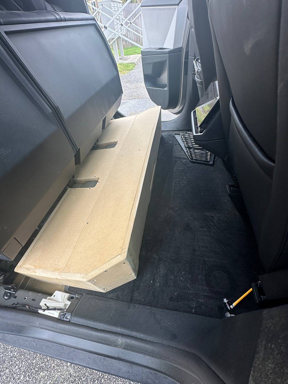 Tesla Cybertruck Aftermarket subwoofer, ported box, and custom 120V amp install in Cybertruck B568D970-4784-4814-B7E4-BA3725388112IMG_6693
