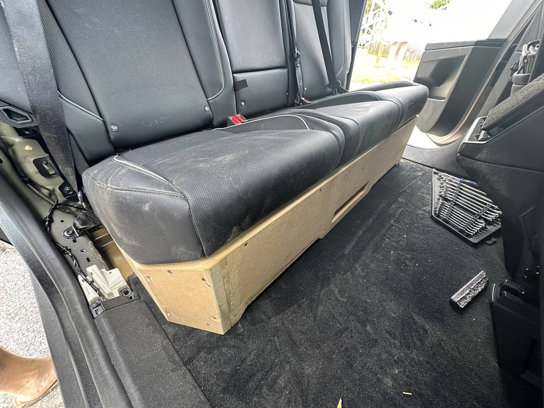 Tesla Cybertruck Aftermarket subwoofer, ported box, and custom 120V amp install in Cybertruck 02B676AE-96BF-49BA-89AA-2871B4EFAD4EIMG_6696