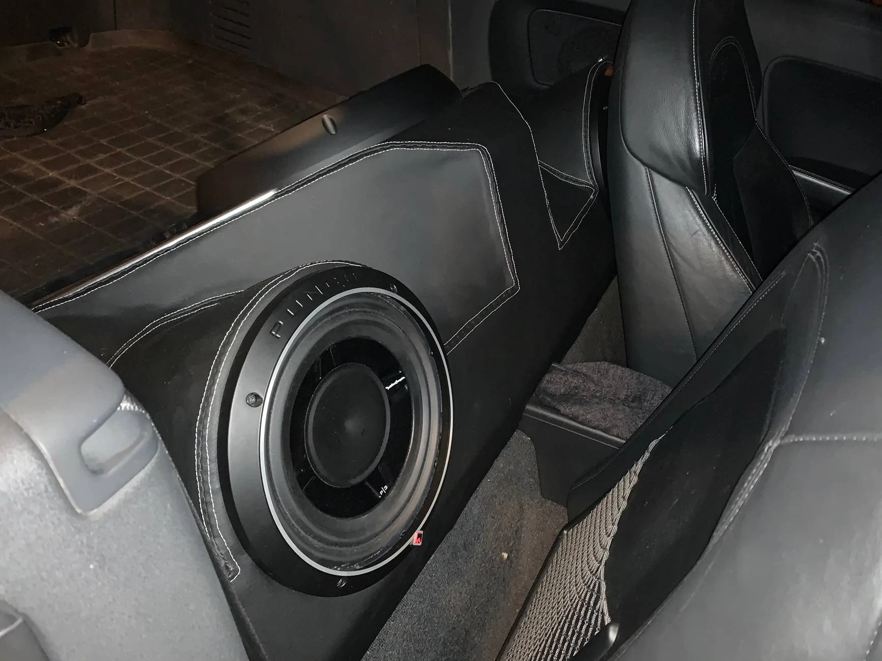 Tesla Cybertruck Aftermarket subwoofer, ported box, and custom 120V amp install in Cybertruck IMG_2326