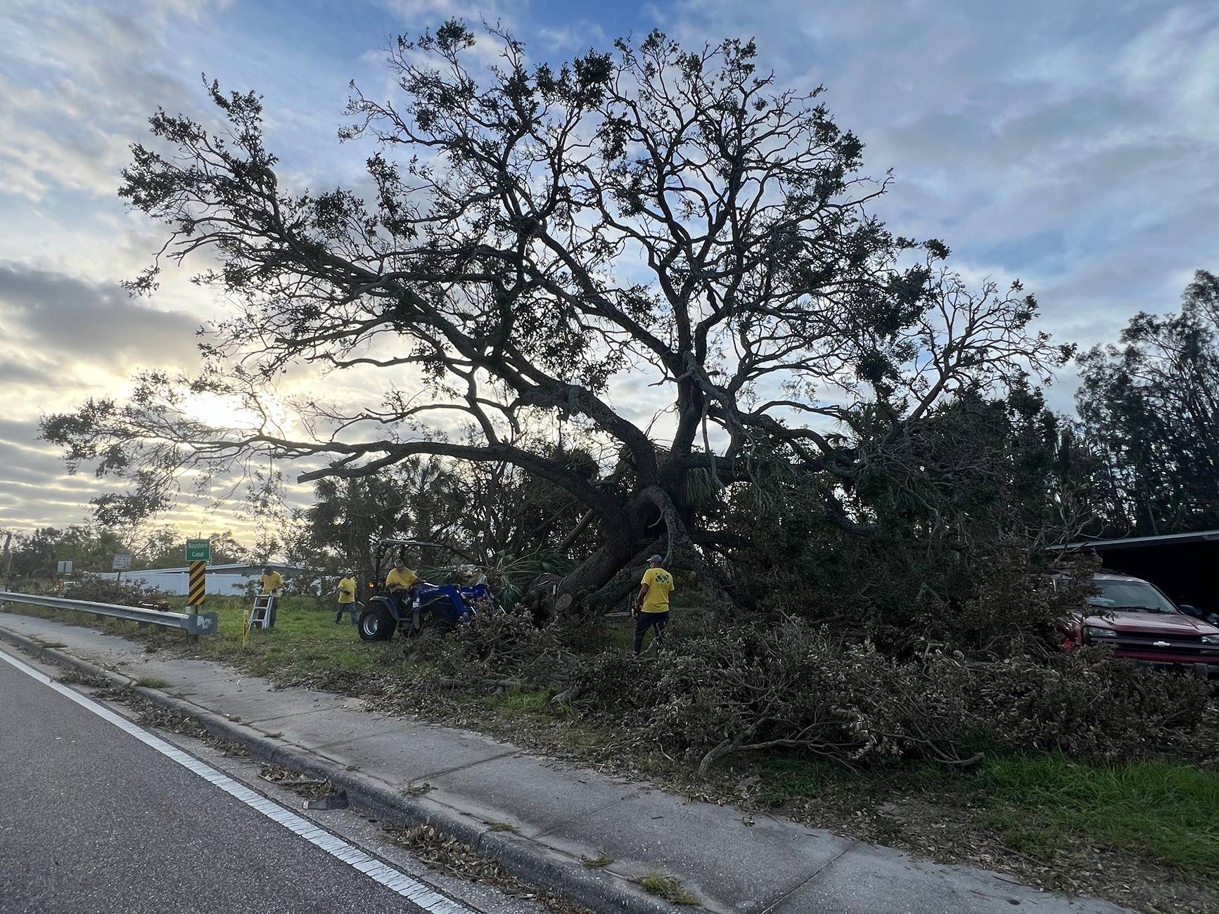 Tesla Cybertruck Hurricane cleanup w/ Cybertruck in Bradenton Florida: towing, sleeping, providing power IMG_4907