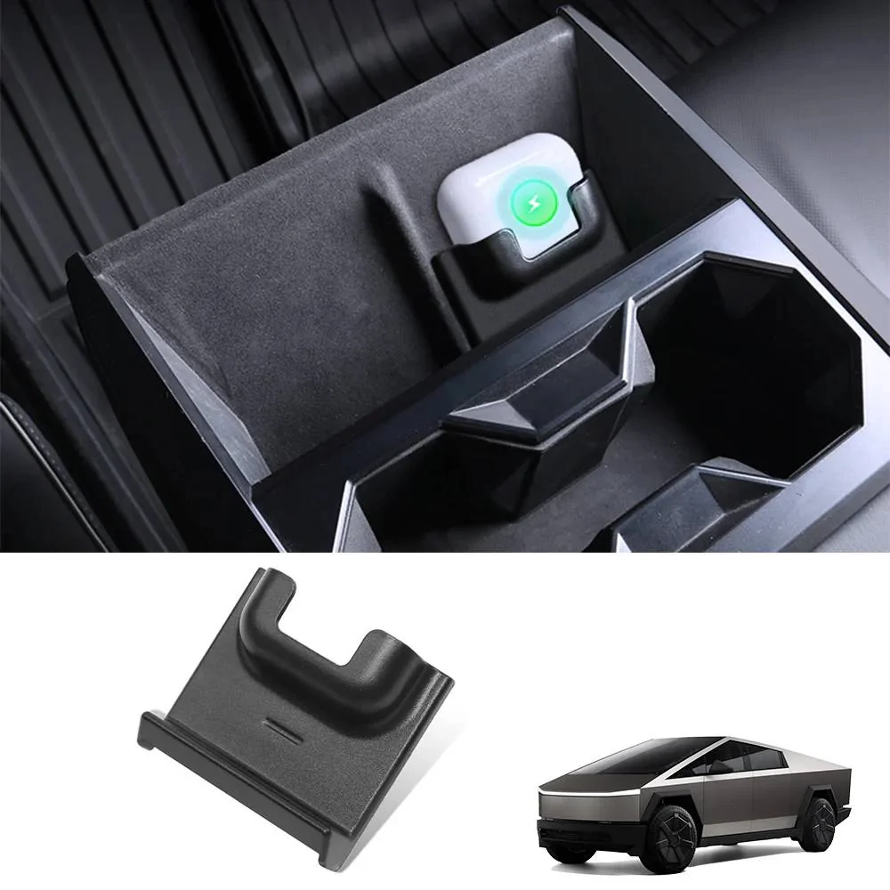 Tesla Cybertruck How Do You Charge Your AirPods in the Cybertruck? 🎧🚗 Cybertruck AirPods Pro Wireless Charger Holder by Teslaunch (3)