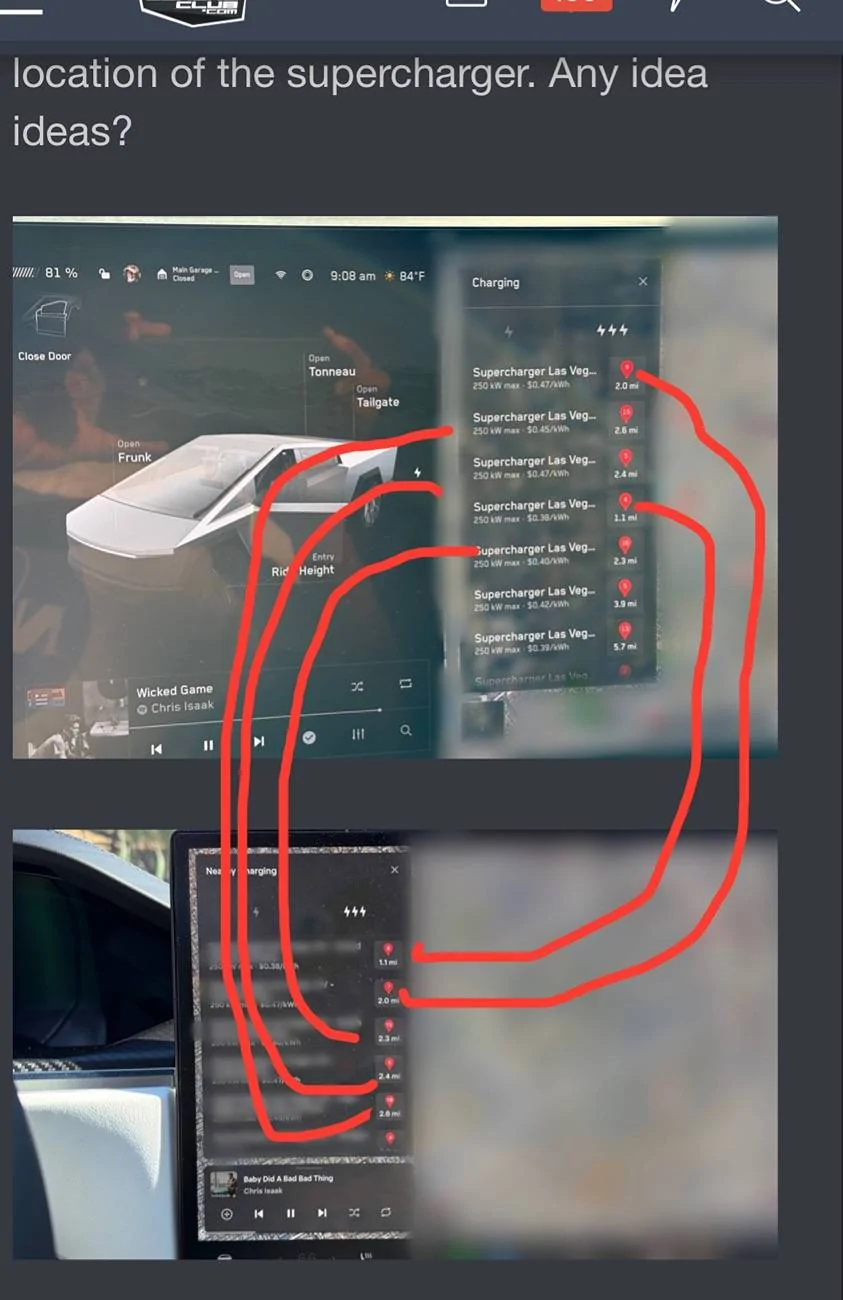 Tesla Cybertruck Navigate to supercharger not showing full address IMG_1499