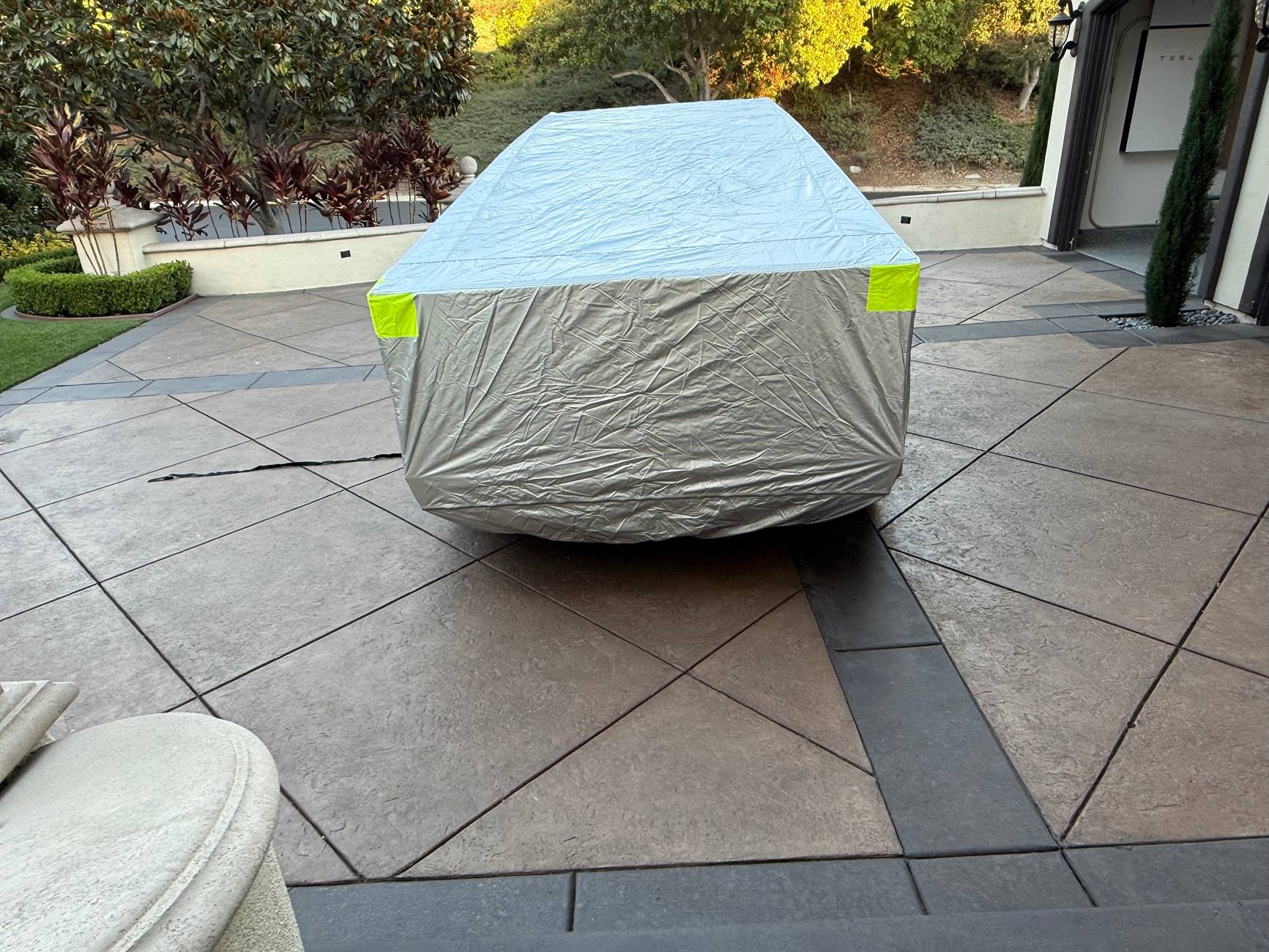 Tesla Cybertruck Cybertruck Car Cover from Foronetry -- installed photos IMG_0141
