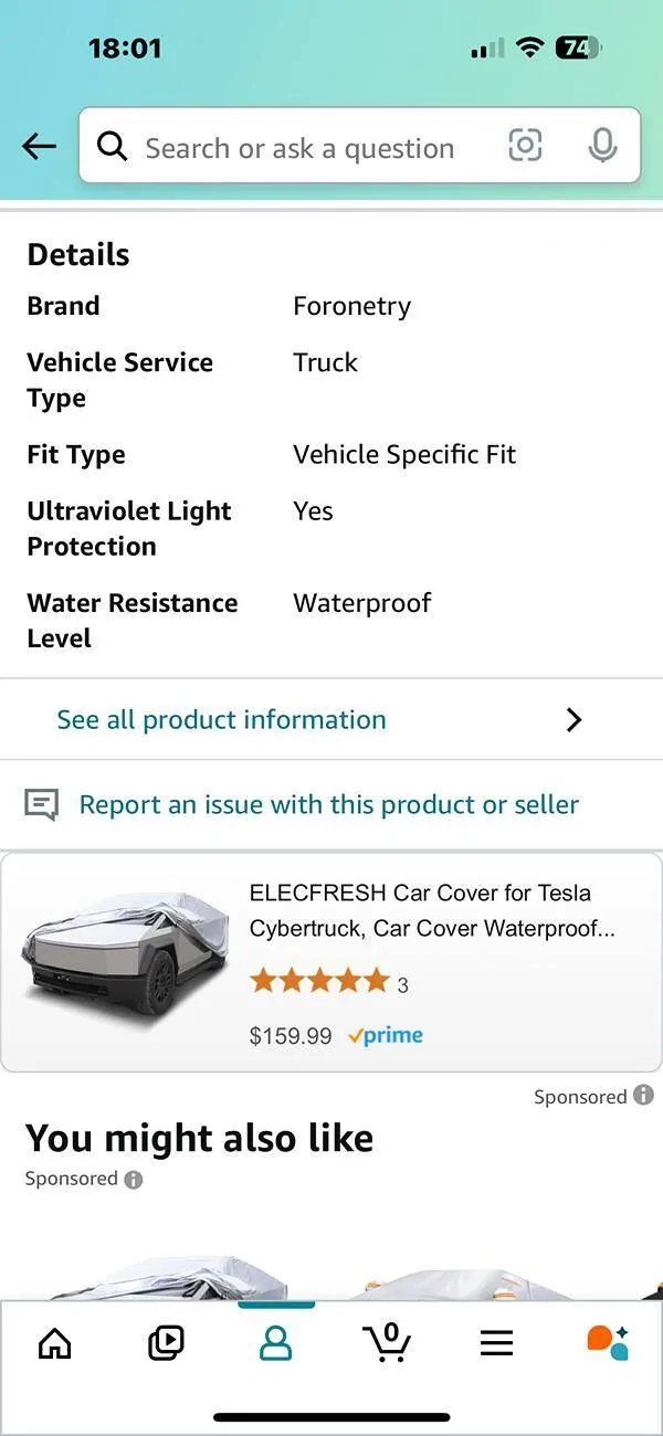 Tesla Cybertruck Cybertruck Car Cover from Foronetry -- installed photos IMG_0152