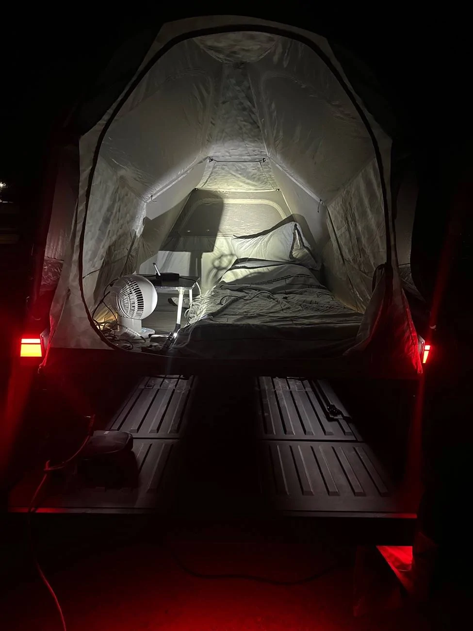Tesla Cybertruck Vault Divider Folding Camp Table Mod IMG_1811