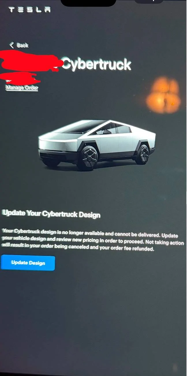 Tesla Cybertruck FS Order - Tesla website says if I don’t change to non-FS my order will be cancelled and order fee refunded IMG_5395