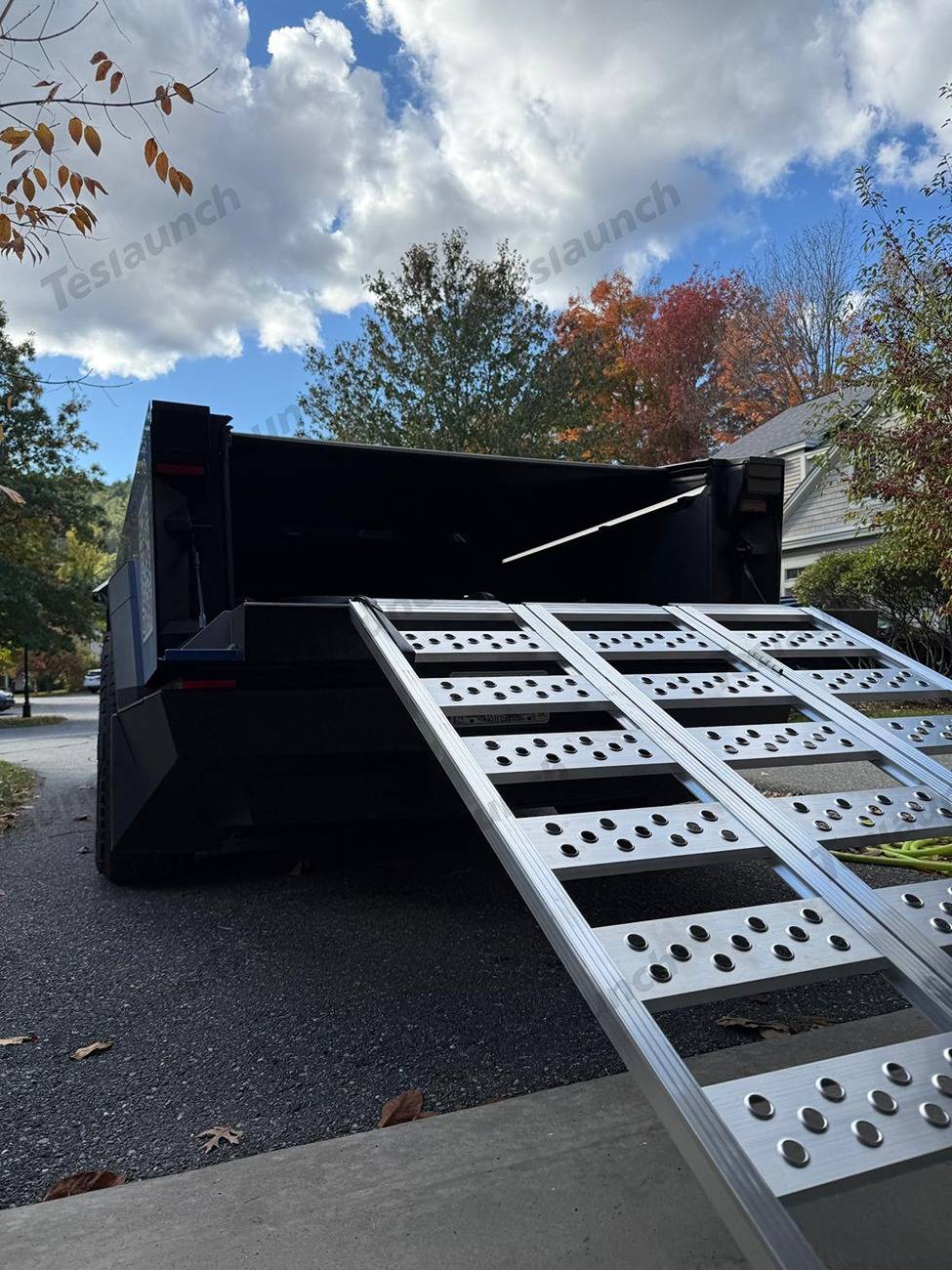 Tesla Cybertruck Fall in Love with My Cybertruck’s Autumn Colors & Our Tailgate Ramp! 🍁 Teslaunch Ramps (1)