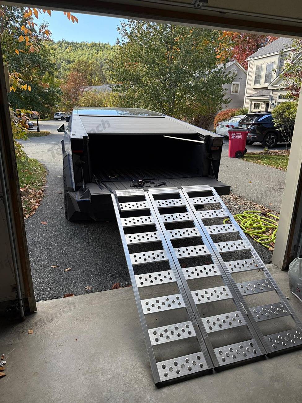 Tesla Cybertruck Fall in Love with My Cybertruck’s Autumn Colors & Our Tailgate Ramp! 🍁 Teslaunch Ramps (2)