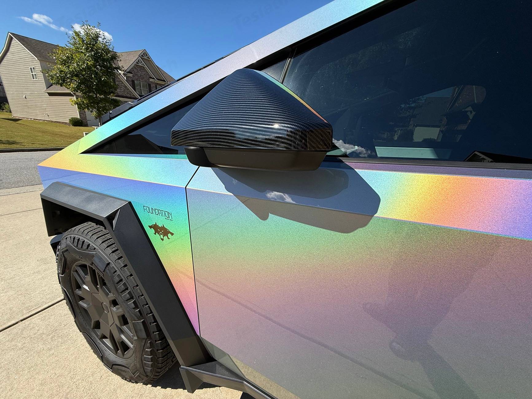 Tesla Cybertruck My Cybertruck Wrapped in Rainbow Color! Teslaunch-1