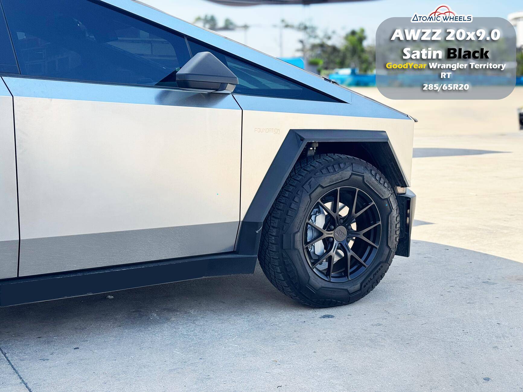 Tesla Cybertruck Fully Forged Atomic Wheels for Tesla Cybetruck AWZZ20_CT_SatinBlack_Stamp_Site1