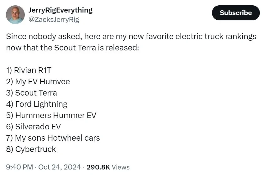 Tesla Cybertruck JerryRigEverything disses the Cybertruck jerry