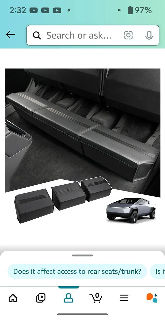 Tesla Cybertruck Half Rear Seat Under Storage Screenshot_20241029-143251
