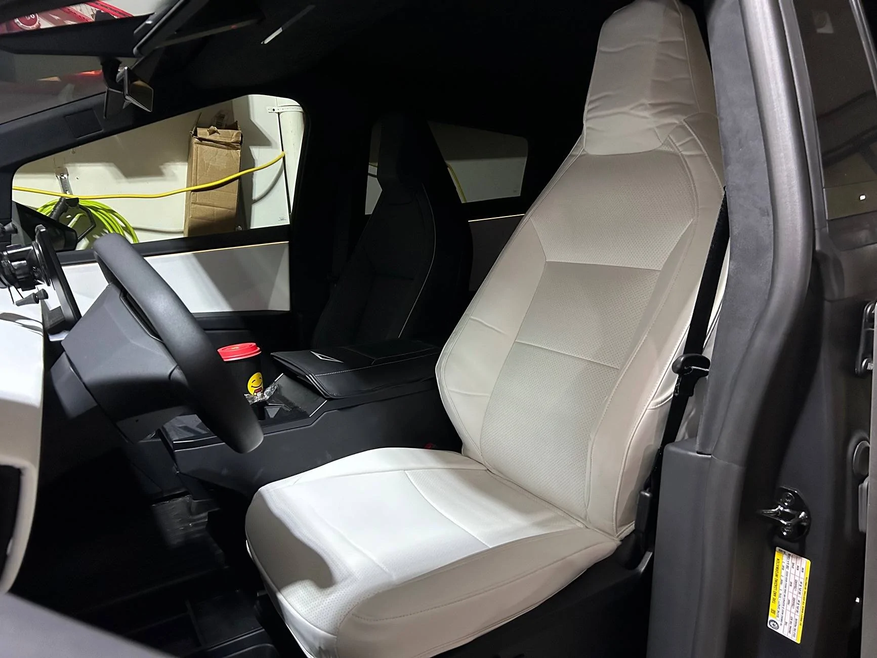 Tesla Cybertruck White seat covers from Elecfresh IMG_0256