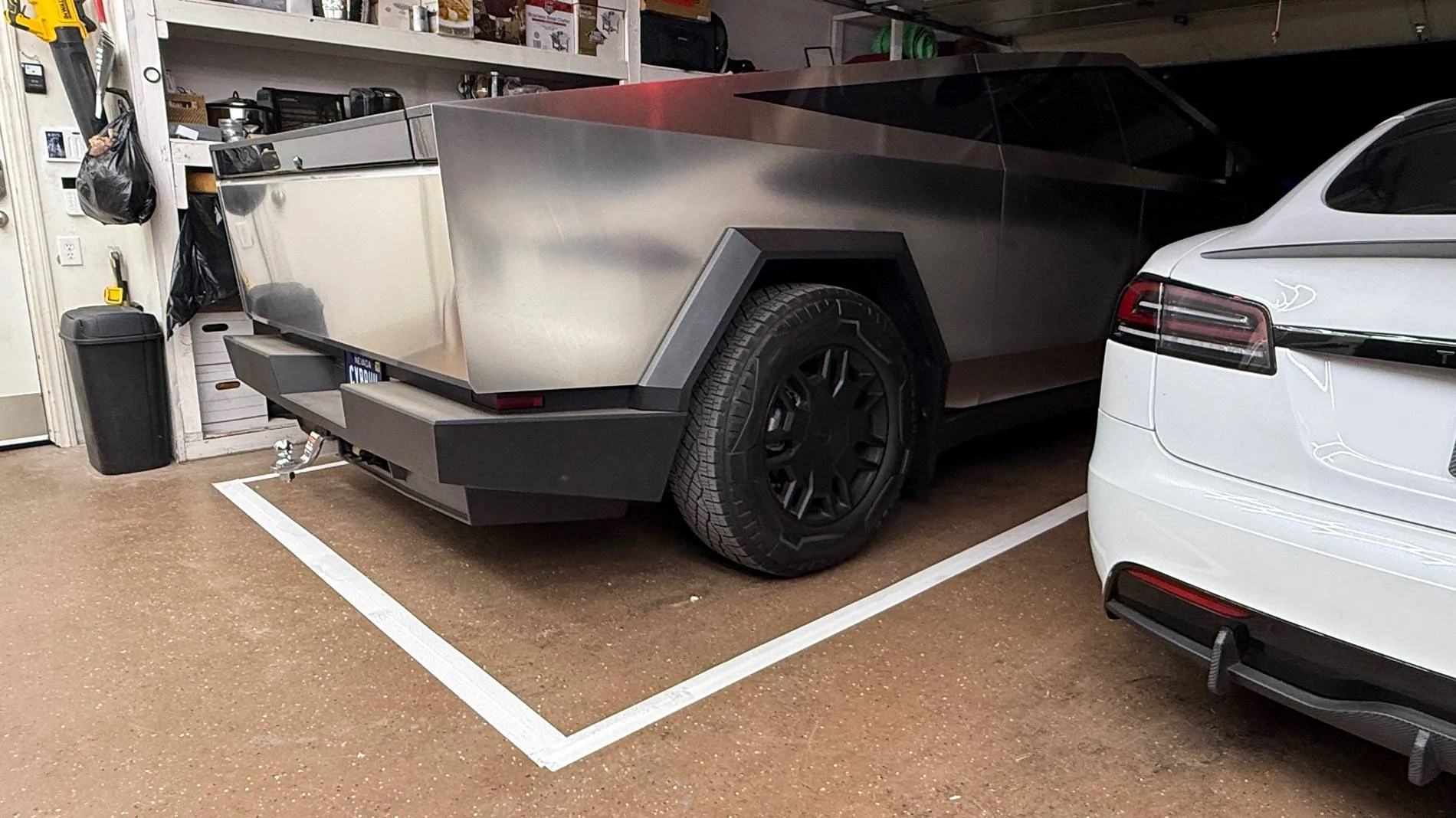 Tesla Cybertruck Home Garage Autopark Test 1: Success 🙌 (Used Tape to Mark Parking Spot) IMG_1591