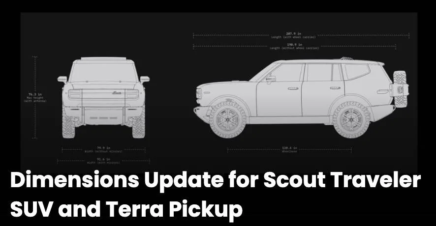 Tesla Cybertruck Official: Scout EV Pickup & SUV debut w/ Gas Range Extender, 4x4, BOF, Lockers, Sway Bar Disconnect -- All Specs, Wallpapers, Videos 2027-scout-dimensions-jpg