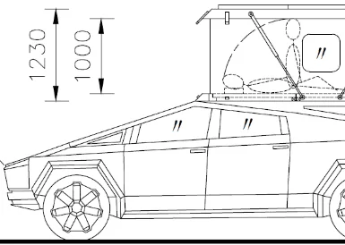 Tesla Cybertruck Cybertruck camper with spare tire carrier on tailgate 1624934573950