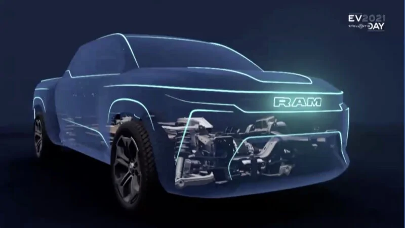 Tesla Cybertruck Dodge Ram will be better than Ford F-150 Lightning electric-RAM-outline-800x450