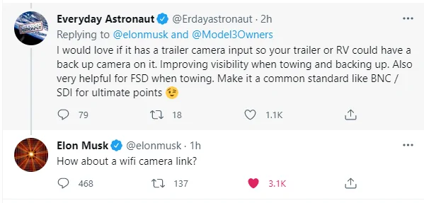 Tesla Cybertruck Elon hints at Wireless camera for Trailer towing 1626379780878