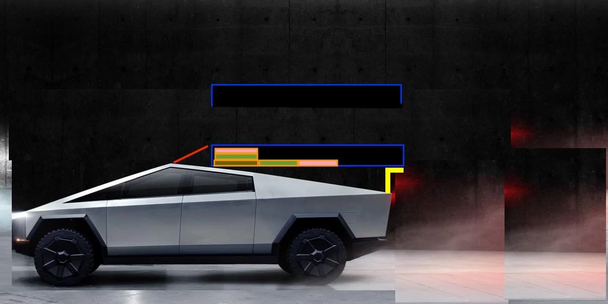 Tesla Cybertruck CT with midgate as motorhome. CT 10' Bundutec forward