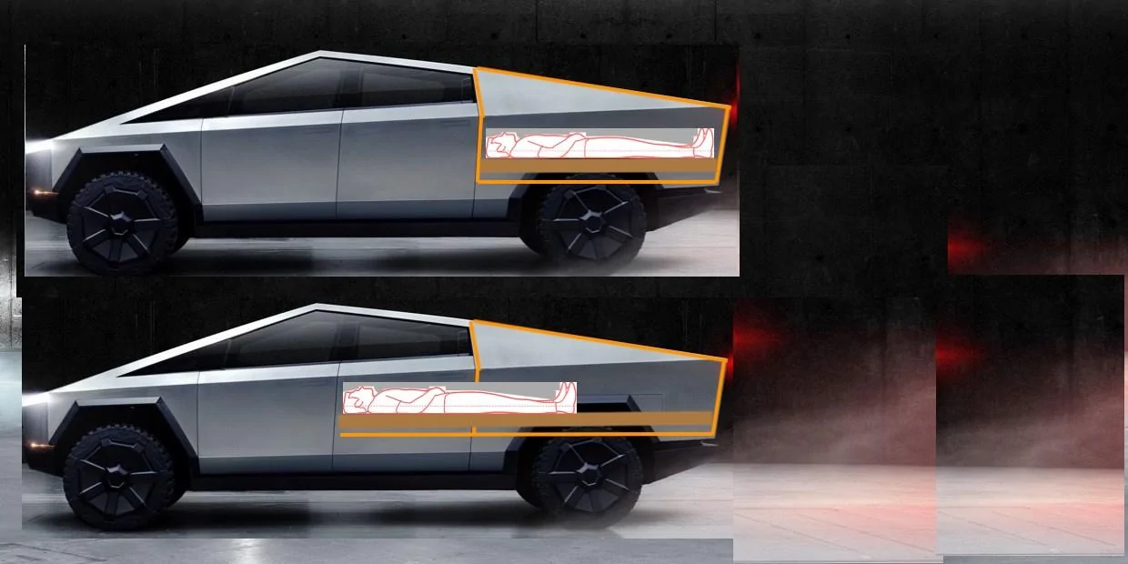 Tesla Cybertruck CT with midgate as motorhome. Vault Human