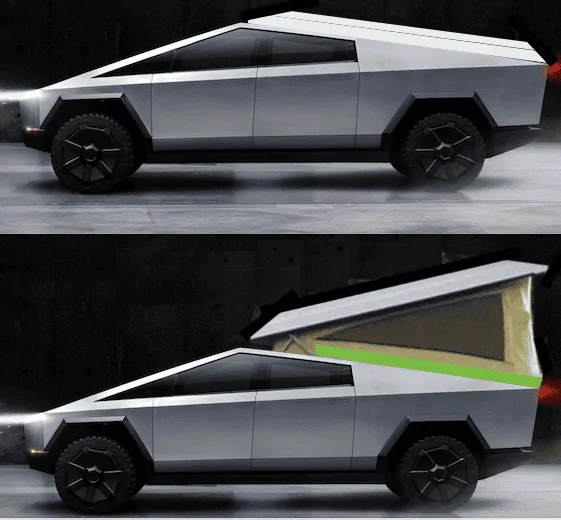 Tesla Cybertruck CT Aero-perfect insert camper CT Westphalia open & closed