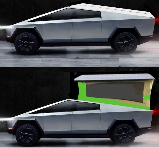 Tesla Cybertruck CT Aero-perfect insert camper CT Westphalia open & closed copy 2