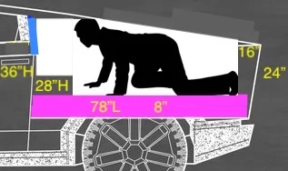 Tesla Cybertruck Mid-Gate possible? 6' person in vault on all 4s
