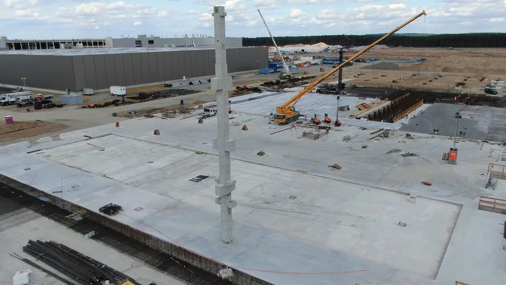 Tesla Cybertruck Tesla Battery Factory at Giga Berlin Gets First Reinforced Concrete Pillar as Construction Progresses 4_4df282fb-c448-4aa9-a73f-0fd62af53e7f_1024x1024