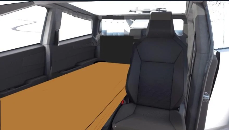 Tesla Cybertruck Mid-gate Impossible? Best cab sleeping solution for one? - or kookiest idea yet? CT Int no Rt Seat bed