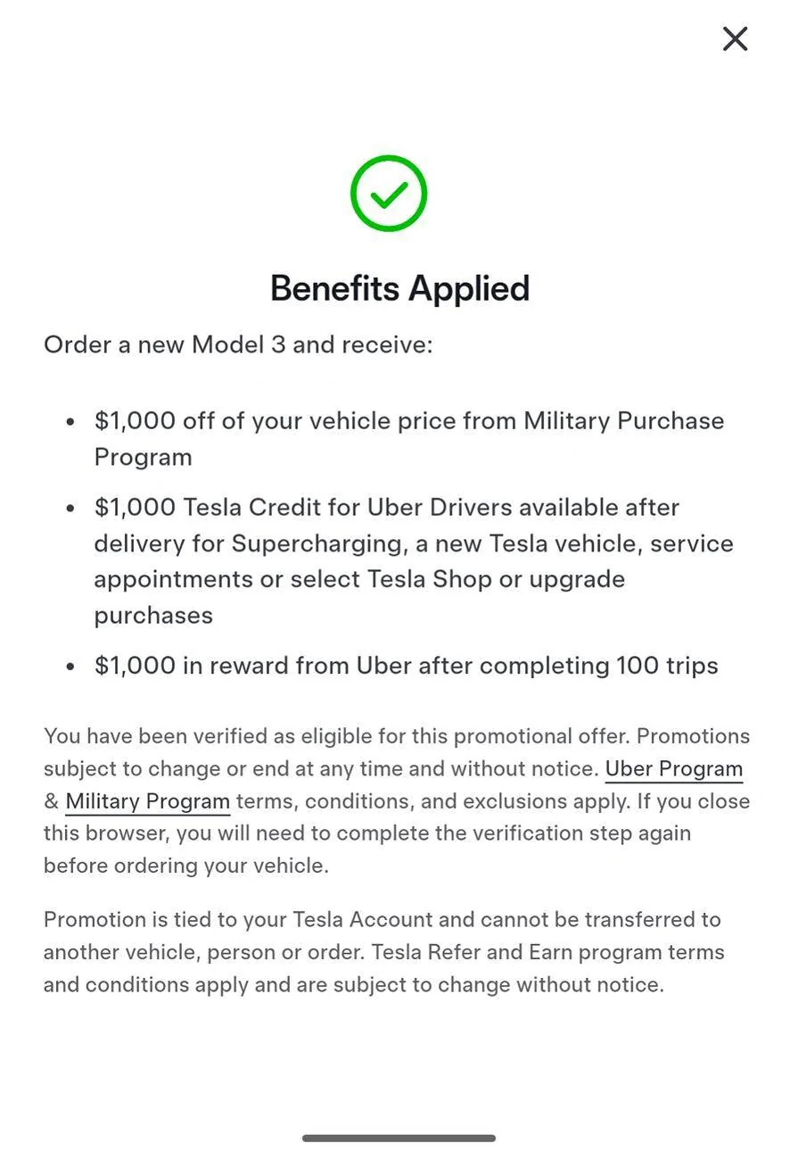 Tesla Cybertruck Tesla x Uber partnership!... Again (combines with military discount) Screenshot_20241101-201340