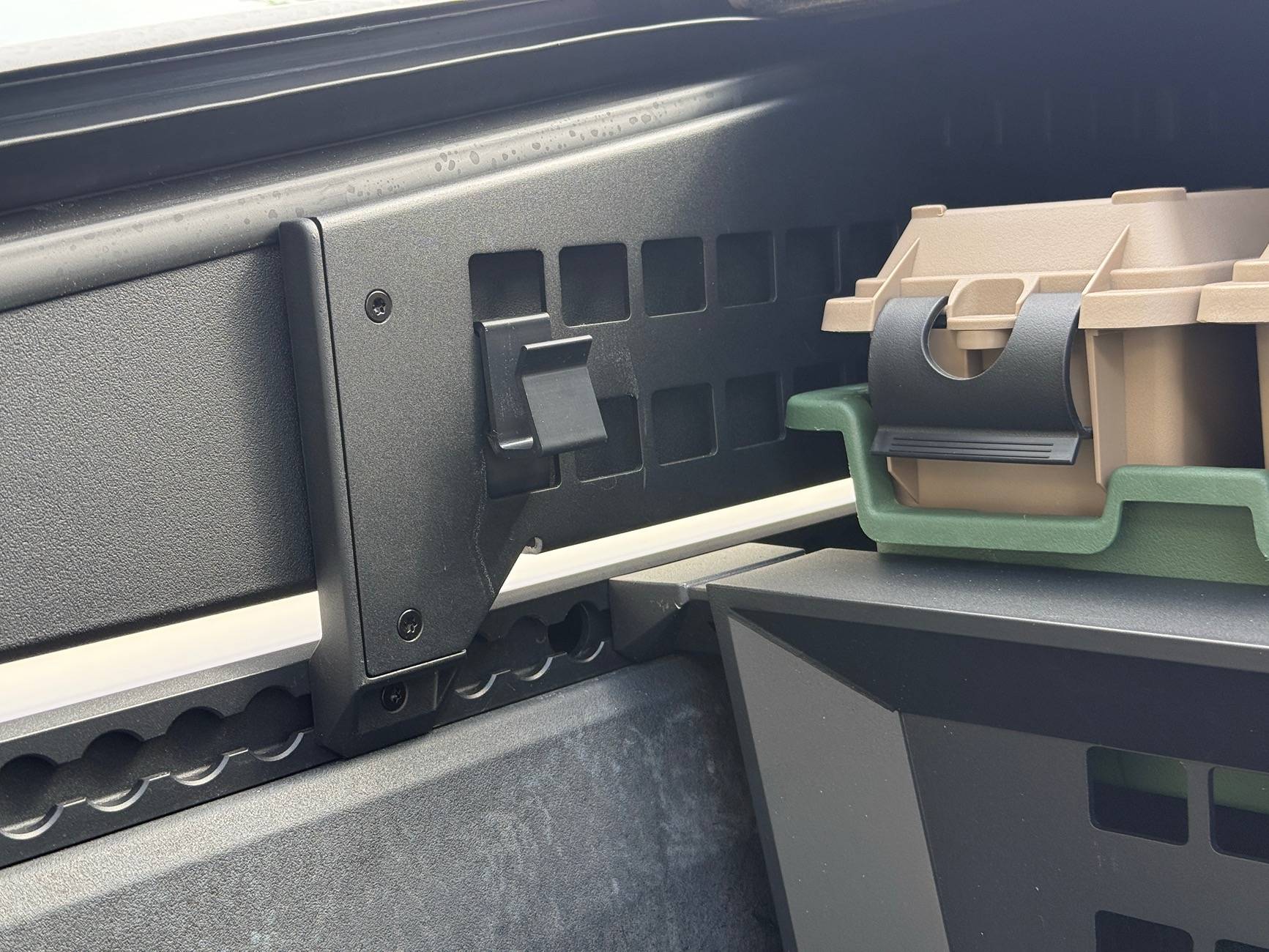 Tesla Cybertruck Free STL - CyberTruck MOLLE panel Bag Hook IMG_5084
