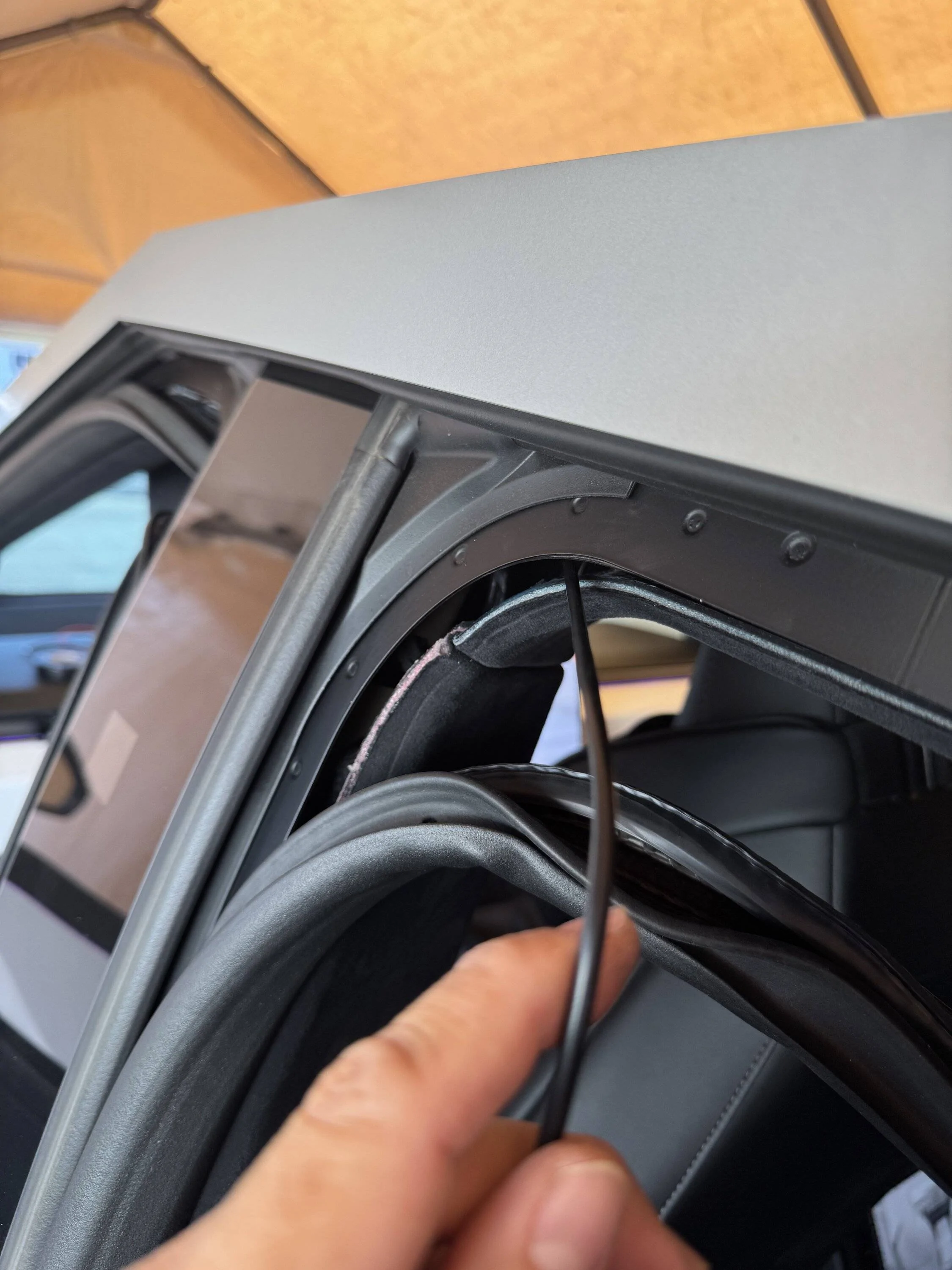 Tesla Cybertruck Easy way to install a digital rearview mirror on your Cybertruck (how to run camera cable wire from windshield to tailgate) IMG_2758
