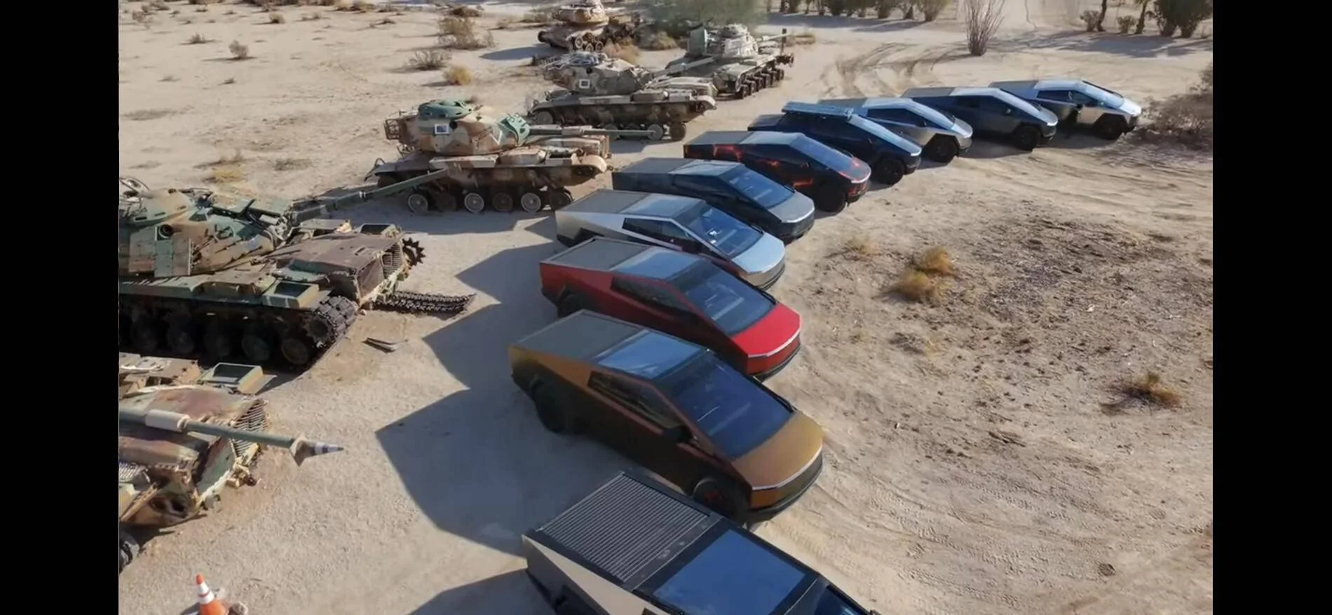 Tesla Cybertruck Cybertruck and Tank size comparison (from latest Cyber Odyssey) IMG_0340