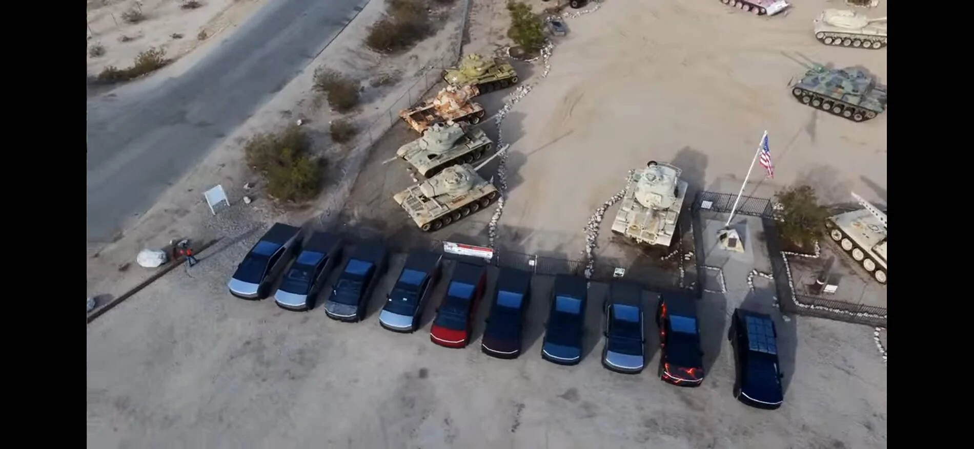 Tesla Cybertruck Cybertruck and Tank size comparison (from latest Cyber Odyssey) IMG_0333