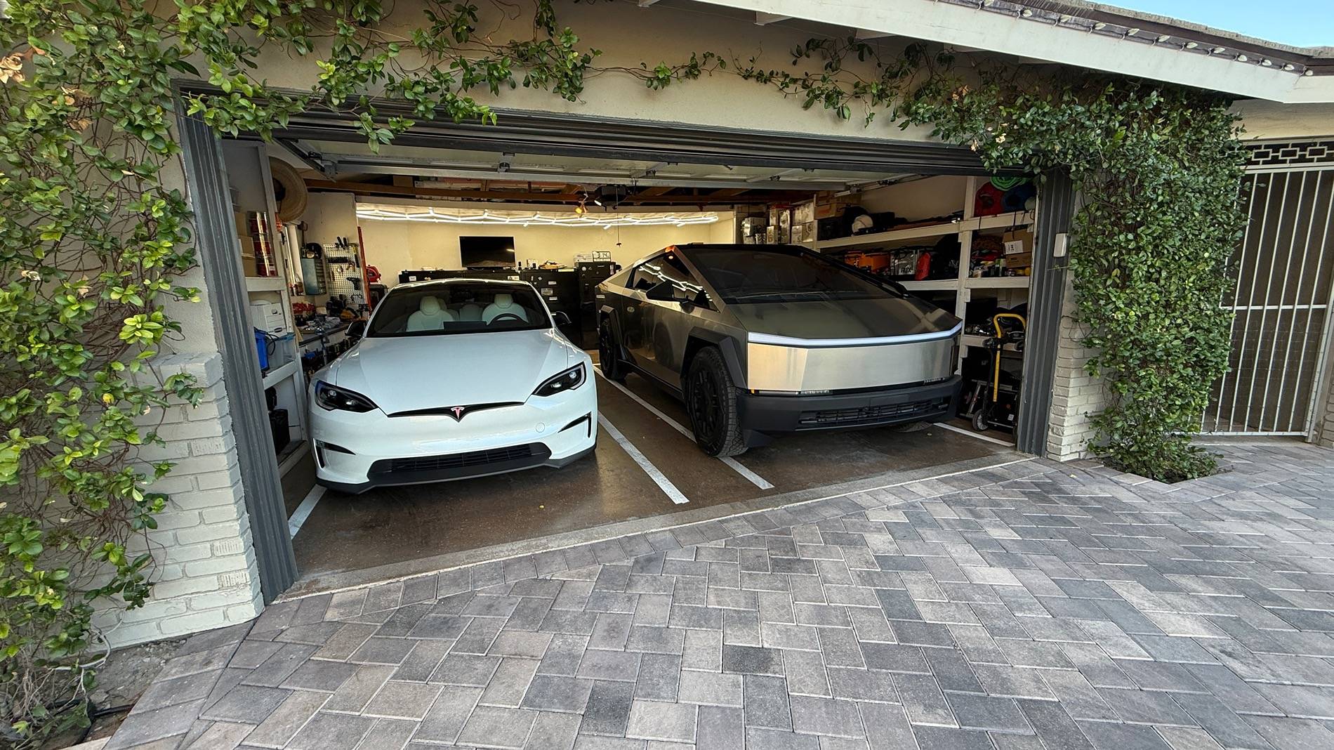 Tesla Cybertruck Home Garage Autopark Test 1: Success 🙌 (Used Tape to Mark Parking Spot) IMG_1632