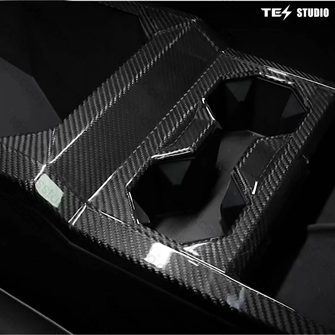 Cybertruck Real Carbon Fiber Tesla Armrest Box Center Console Trim Panel Cover Tesstudio (2).jpg