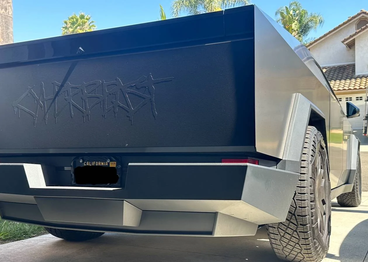 Tesla Cybertruck Cybertruck Decal Installed on Tailgate IMG_3639