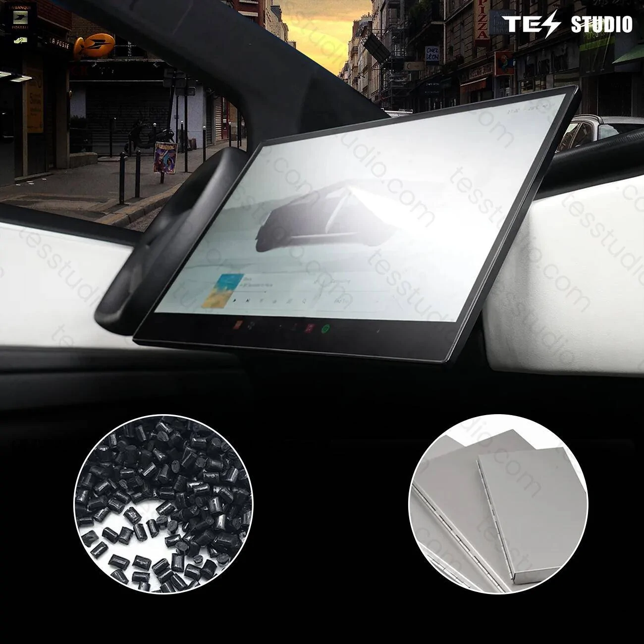 Tesla 2024 Cybertruck Accessories Screen Swivel Tilt Mount Rotating Holder Tesstudio (4).jpg