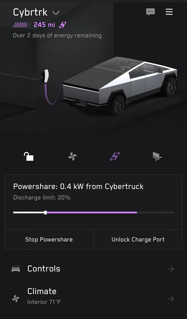 Tesla Cybertruck PowerShare in Fire Areas is Amazing IMG_0132