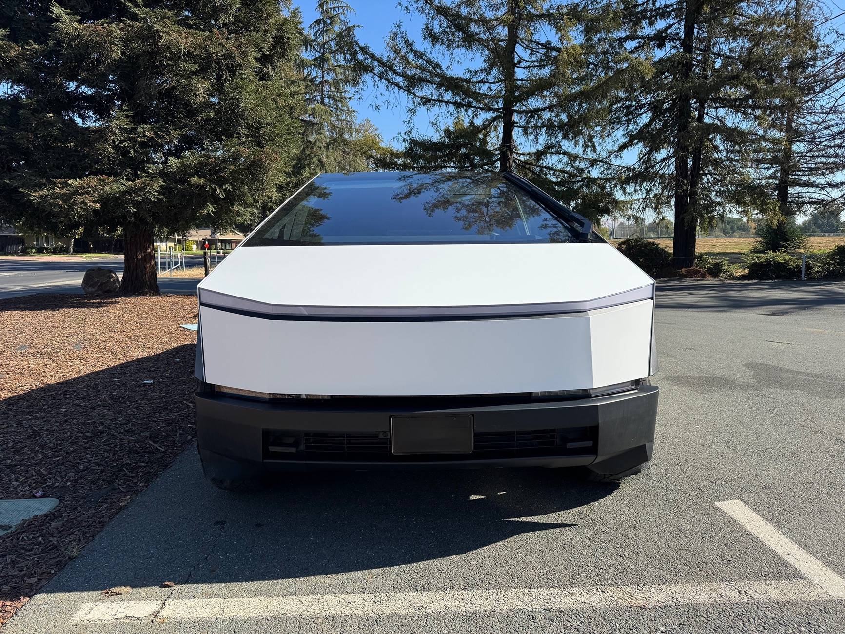 Tesla Cybertruck Cybertruck wrapped in Satin White PPF with satin pillars IMG_2250