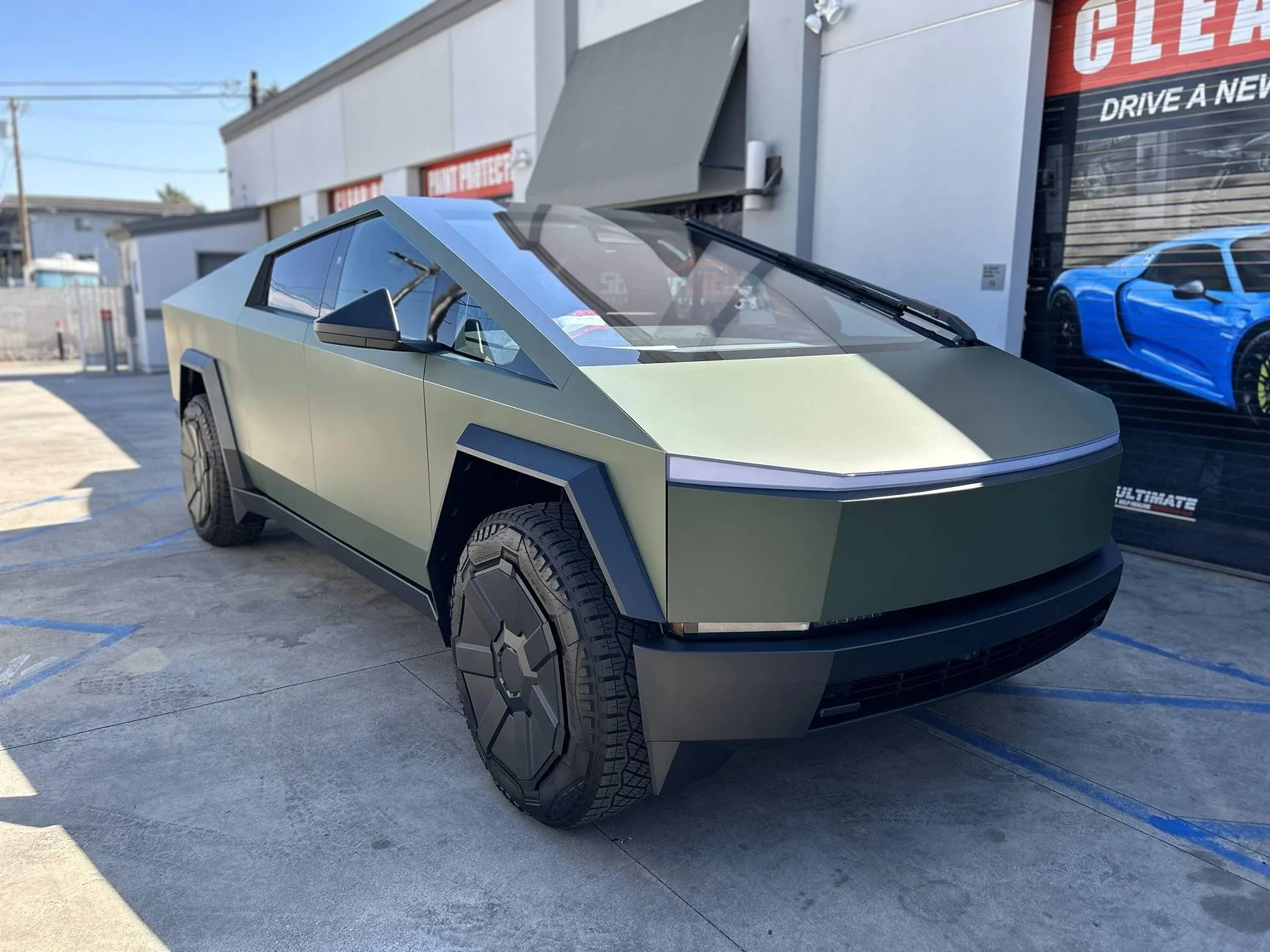 Tesla Cybertruck 🚀 Showcase: Satin Military Green PPF Wrap on a Cybertruck 🛡️✨ Cybertruck Stickecity Matte Military Olive Green Satin PPF protection Los Angeles (7)