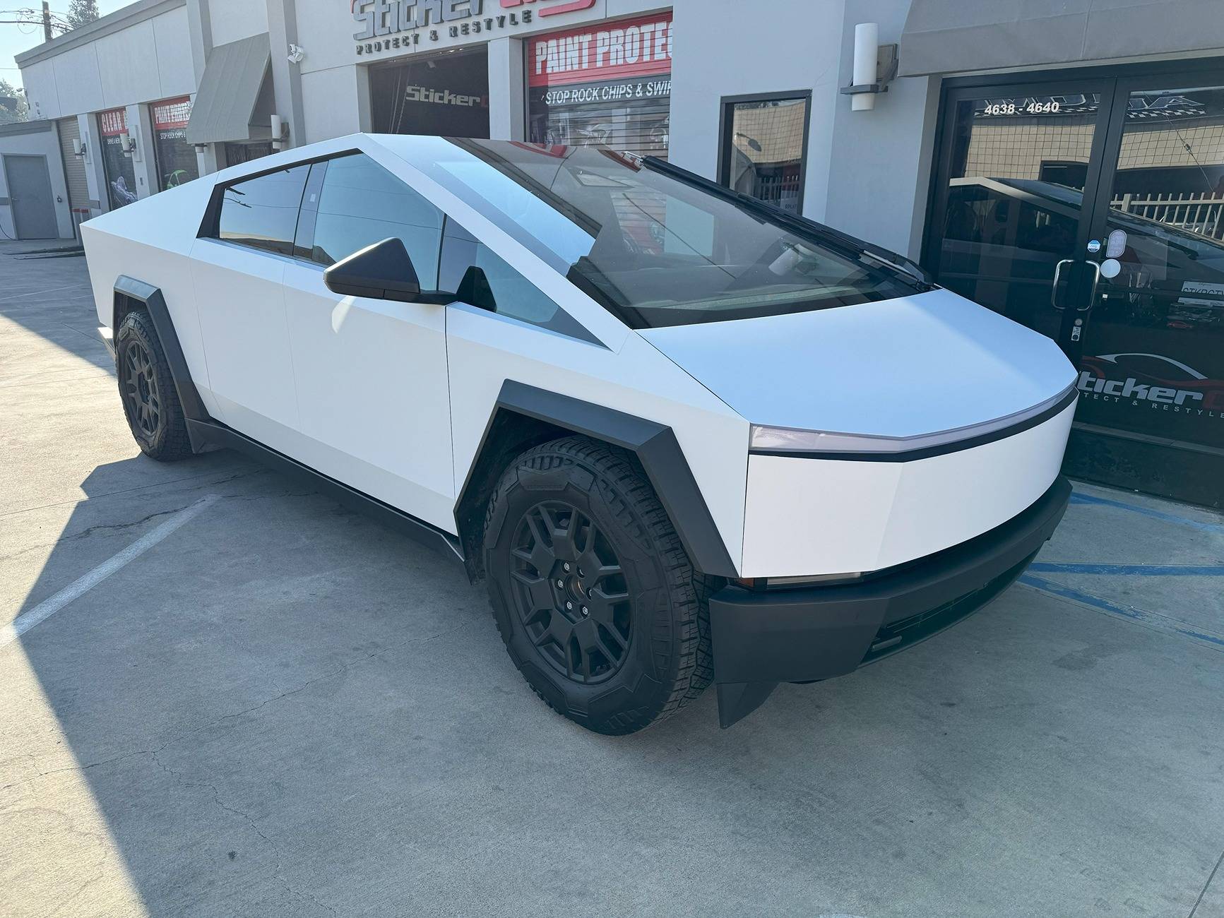 Tesla Cybertruck WHITE Vinyl Wrap & PPF Cybertruck -- Photos & Videos Satin White PPF Color Wrap paint protection film matte stickercity vinyl shift los angeles cal...JPG