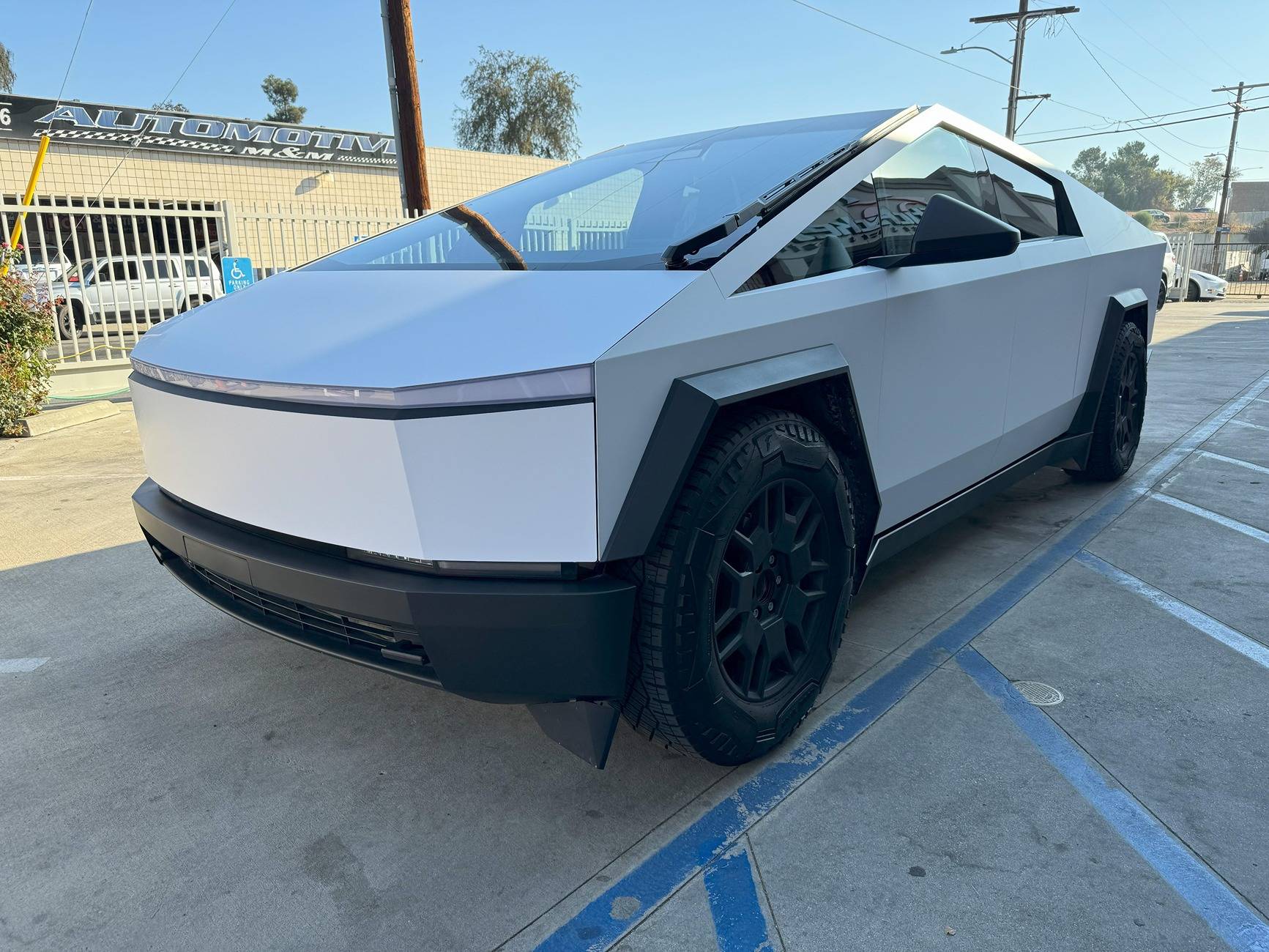 Tesla Cybertruck WHITE Vinyl Wrap & PPF Cybertruck -- Photos & Videos Satin White PPF Color Wrap paint protection film matte stickercity vinyl shift los angeles cal...JPG