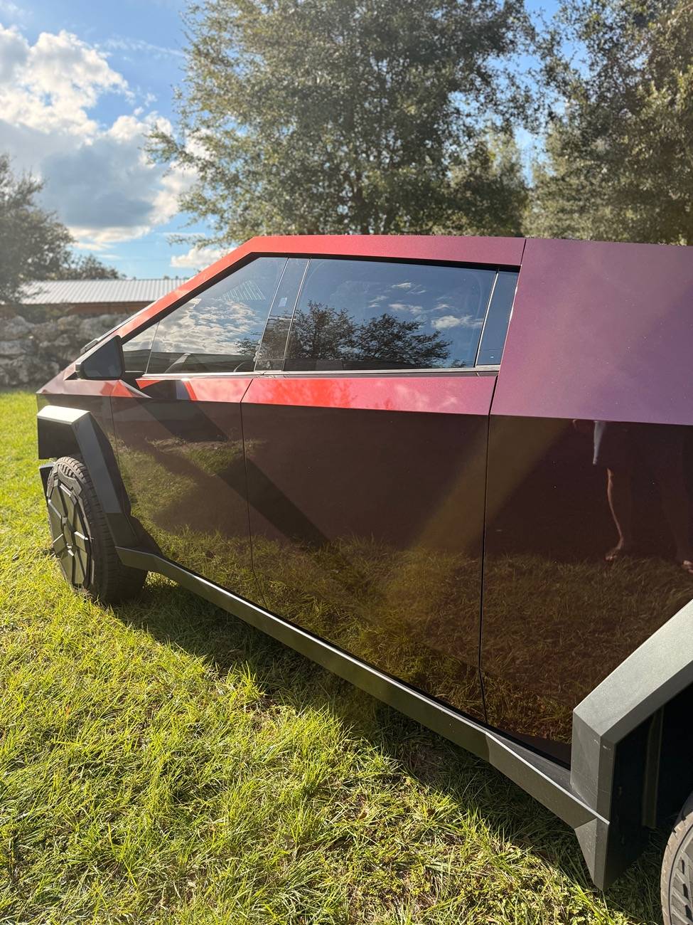 Tesla Cybertruck PPF Wrap in Jacksonville FL -- TPU Metallic Black Rose IMG_1658