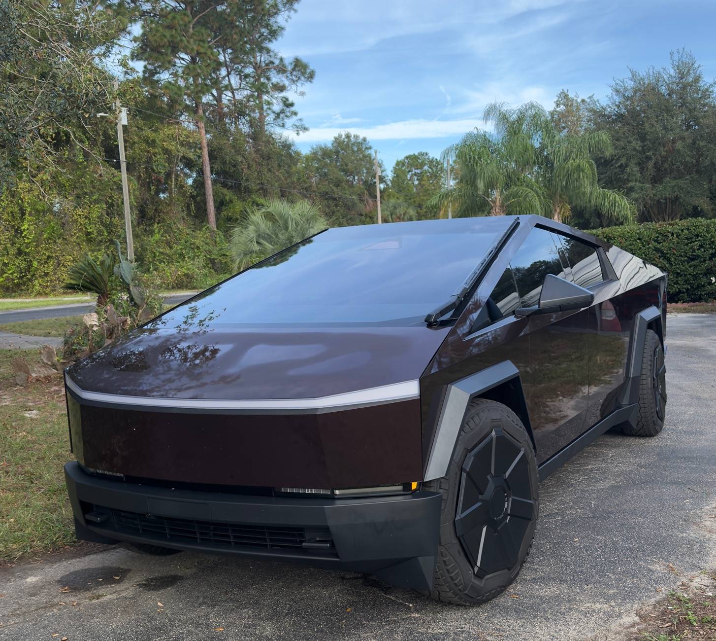 Tesla Cybertruck PPF Wrap in Jacksonville FL -- TPU Metallic Black Rose IMG_1656