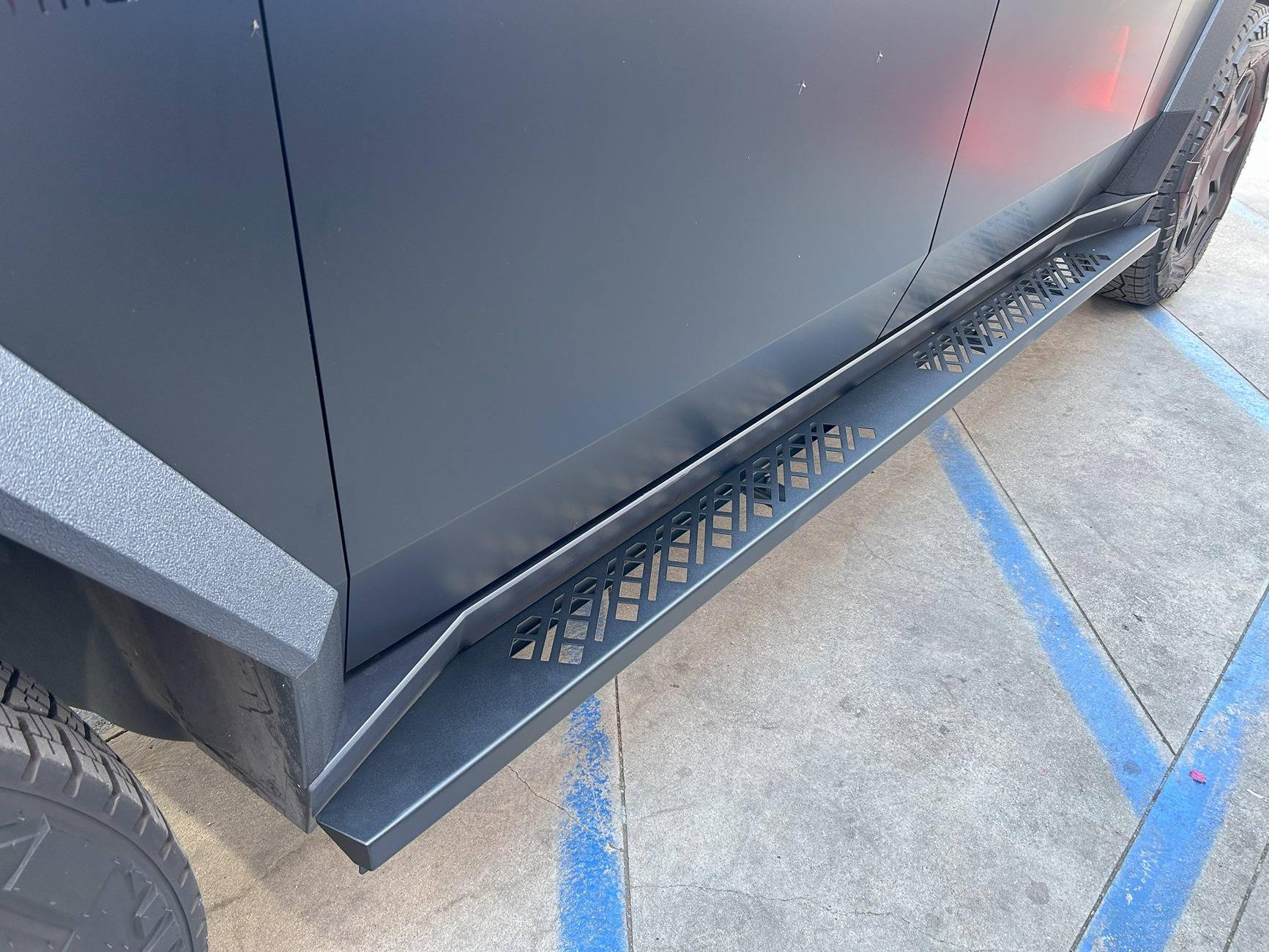 Tesla Cybertruck 🖤🖤BATmobile? Satin Black with Running Boards 🖤🖤 Cybertruck Satin matte black with running boards stickercity SLiPLO STEProtect step stands acc...JPG