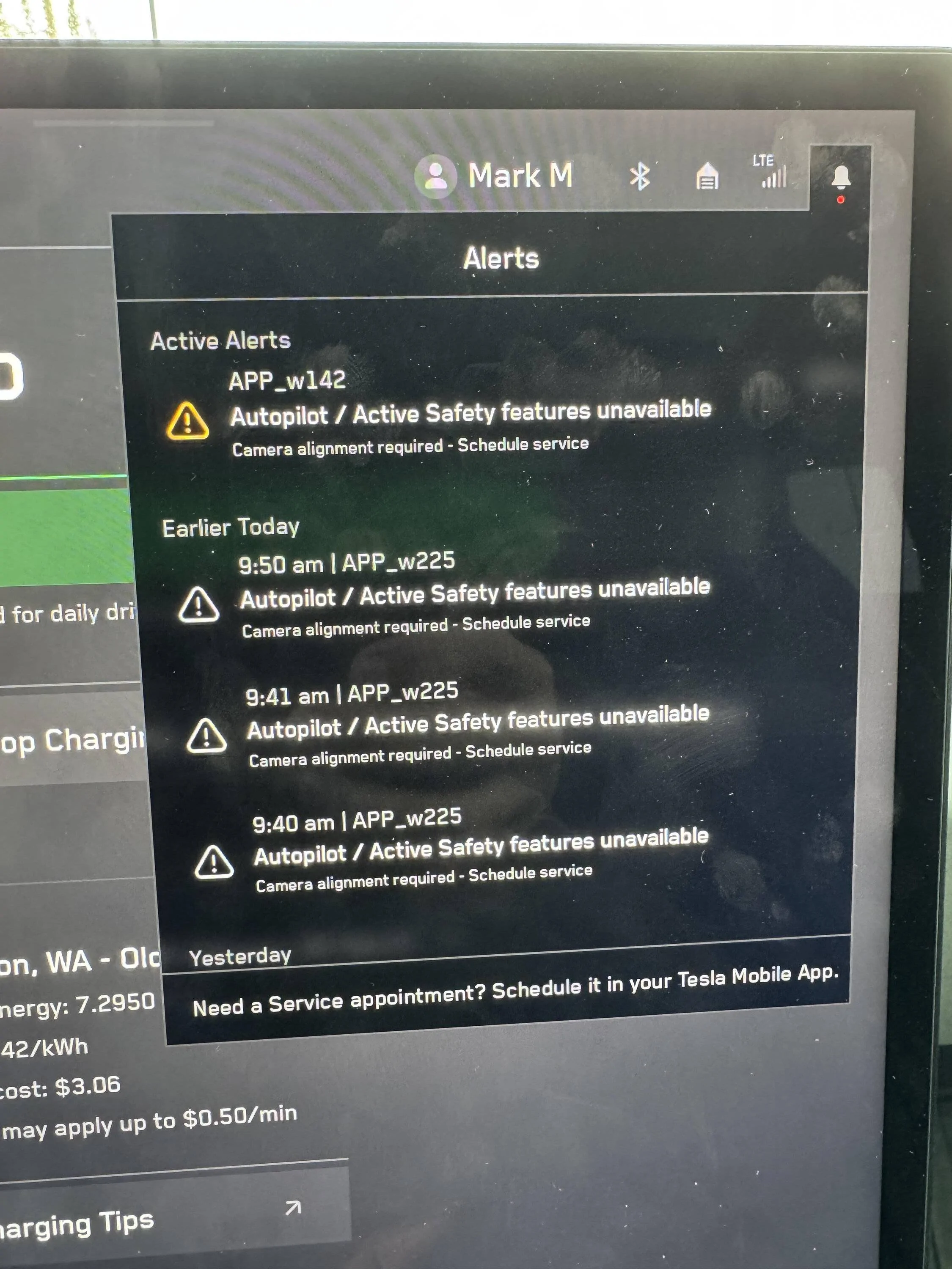 Tesla Cybertruck App_w142 alert "Camera alignment required - Schedule service"  I've had my CT serviced twice for this and still get it. alert