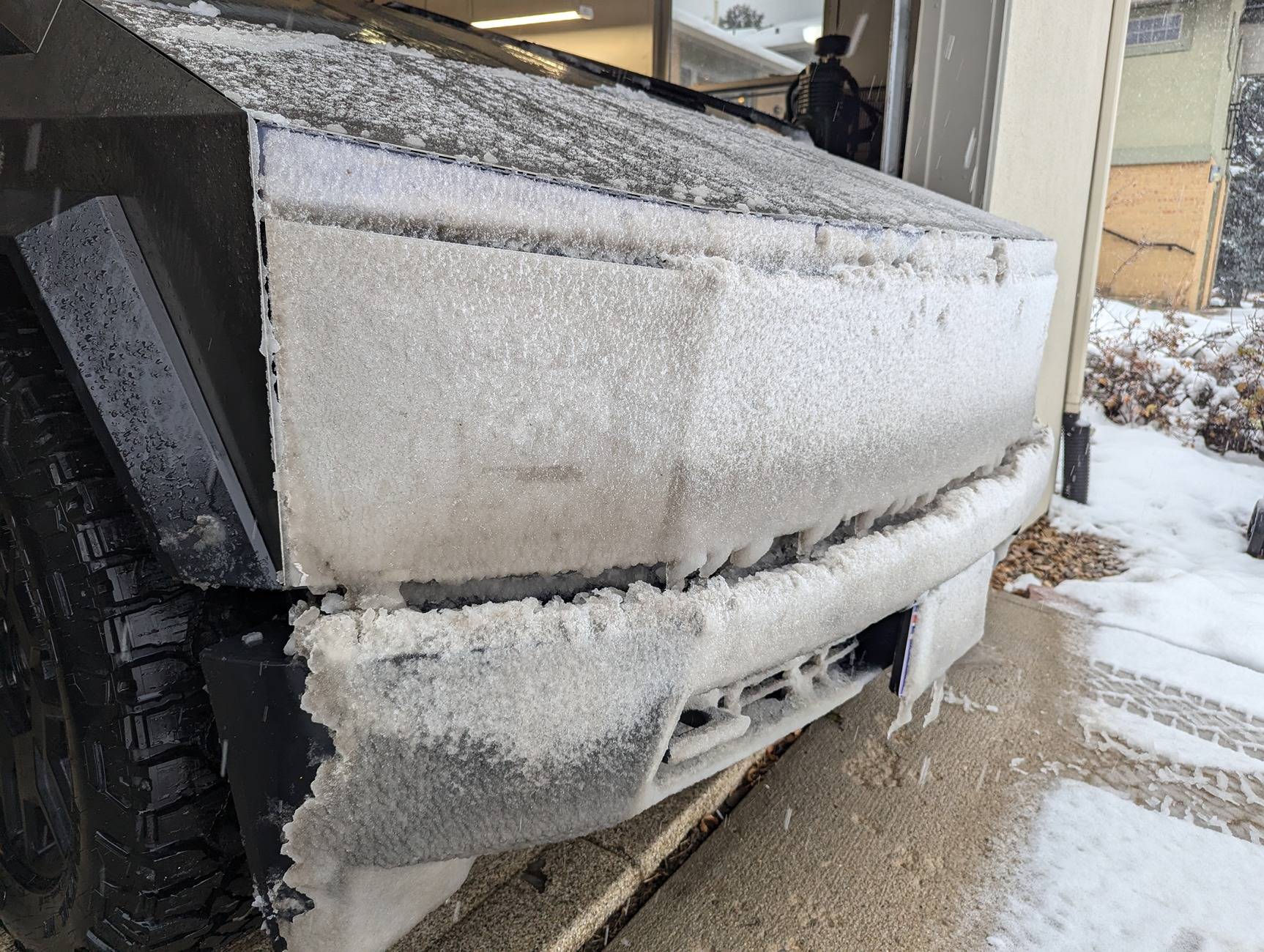 Tesla Cybertruck Frozen snow / ice blocked my headlights last night PXL_20241108_224743948